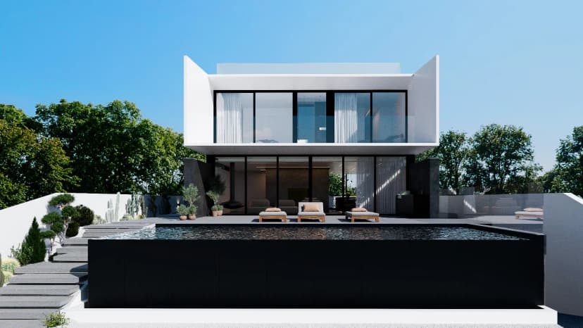 Luxurious contemporary villa, with a lift and indoor and outdoor swimming pools, in Gambelas 1