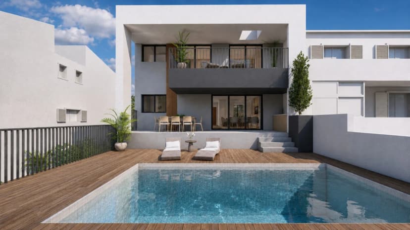 Contemporary house with a swimming pool, currently under construction 1
